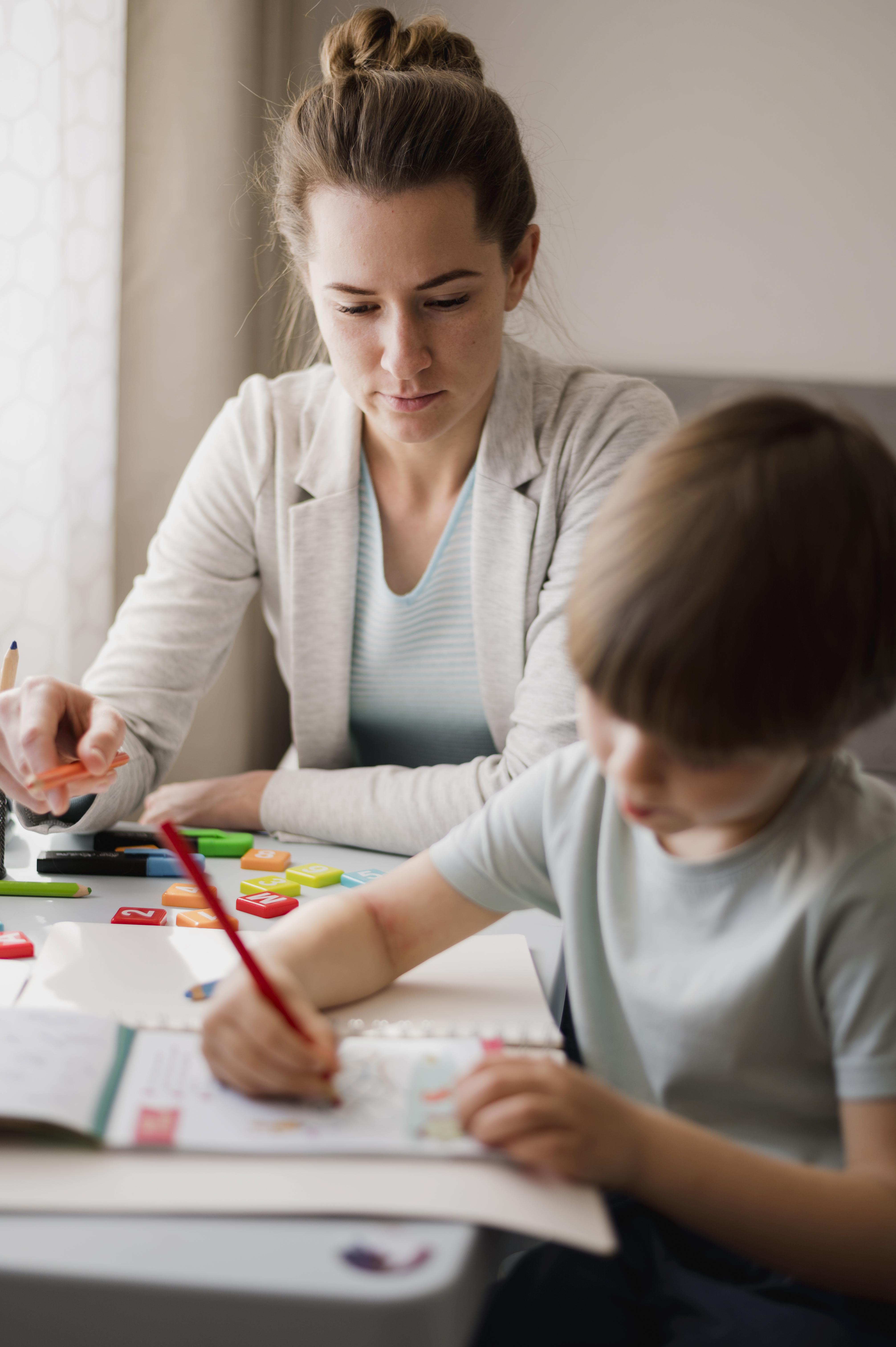 Speech therapist with client